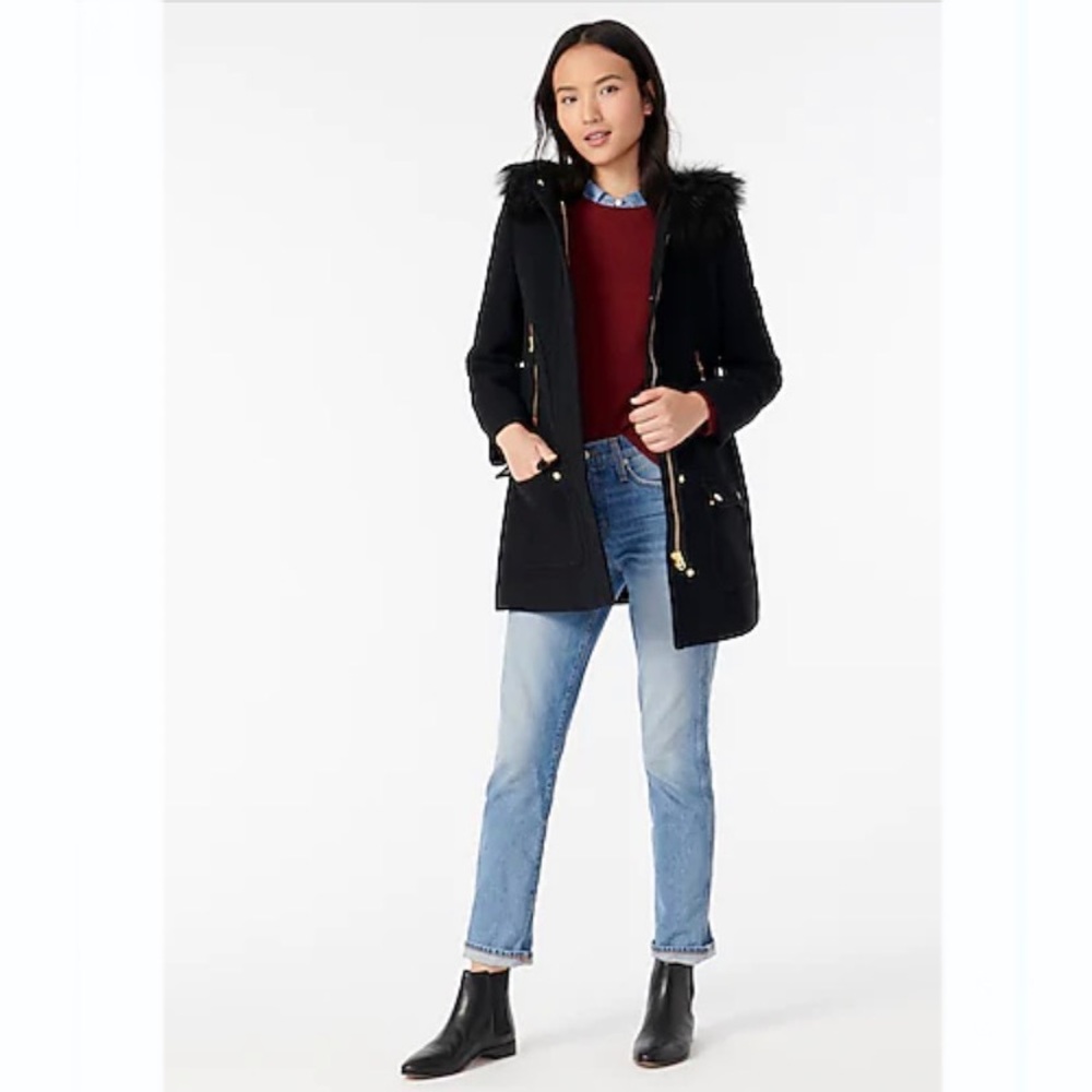 J. Crew Chateau Parka Italian Stadium-Cloth Wool Winter Jacket Coat Size 00 - Picture 4 of 8